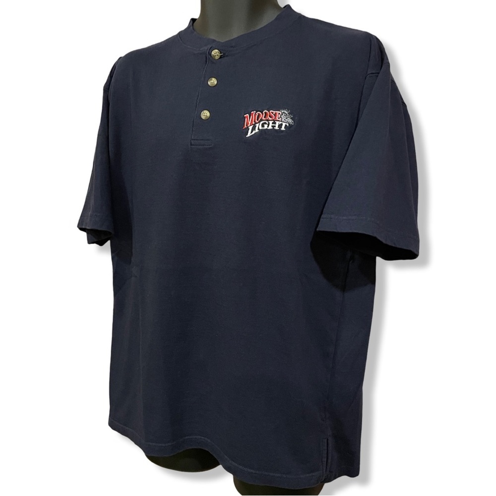 Vintage Moose Head Light Beer Henley T-Shirt